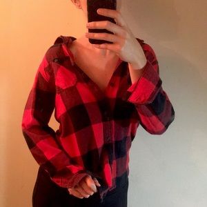 Christmas Flannel Red and Black Check U.O. Shirt L